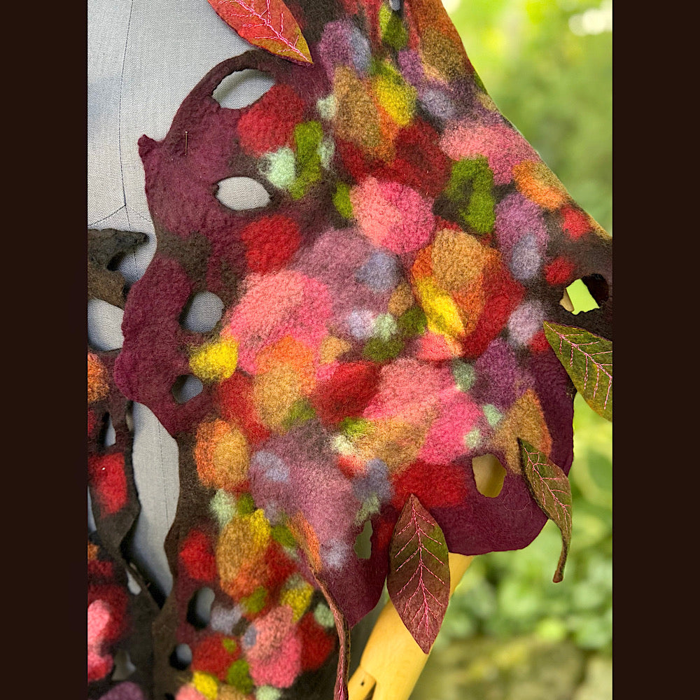 OOAK Handmade wool Felted Scarf 84” X 17” Original art work