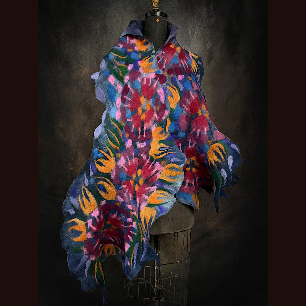 OOAK Handmade wool Felted Scarf 84” X 17”