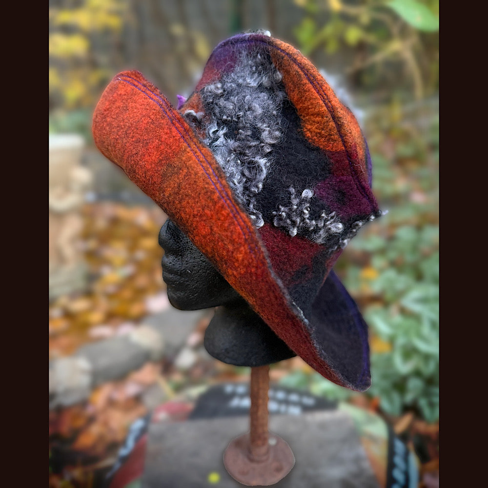 OOAK Handmade wool Felted hat 24” large