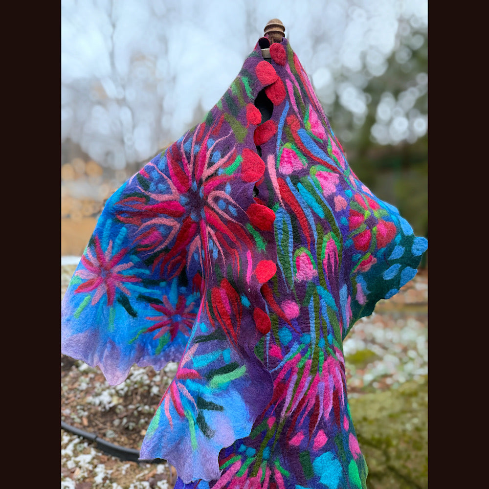 Handmade wool Felted Scarf 88” X 22”