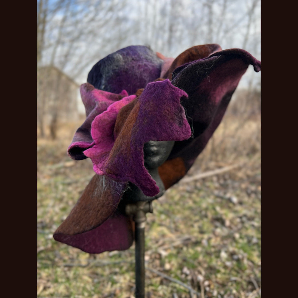 Large brim Felted hat with bow 24” large