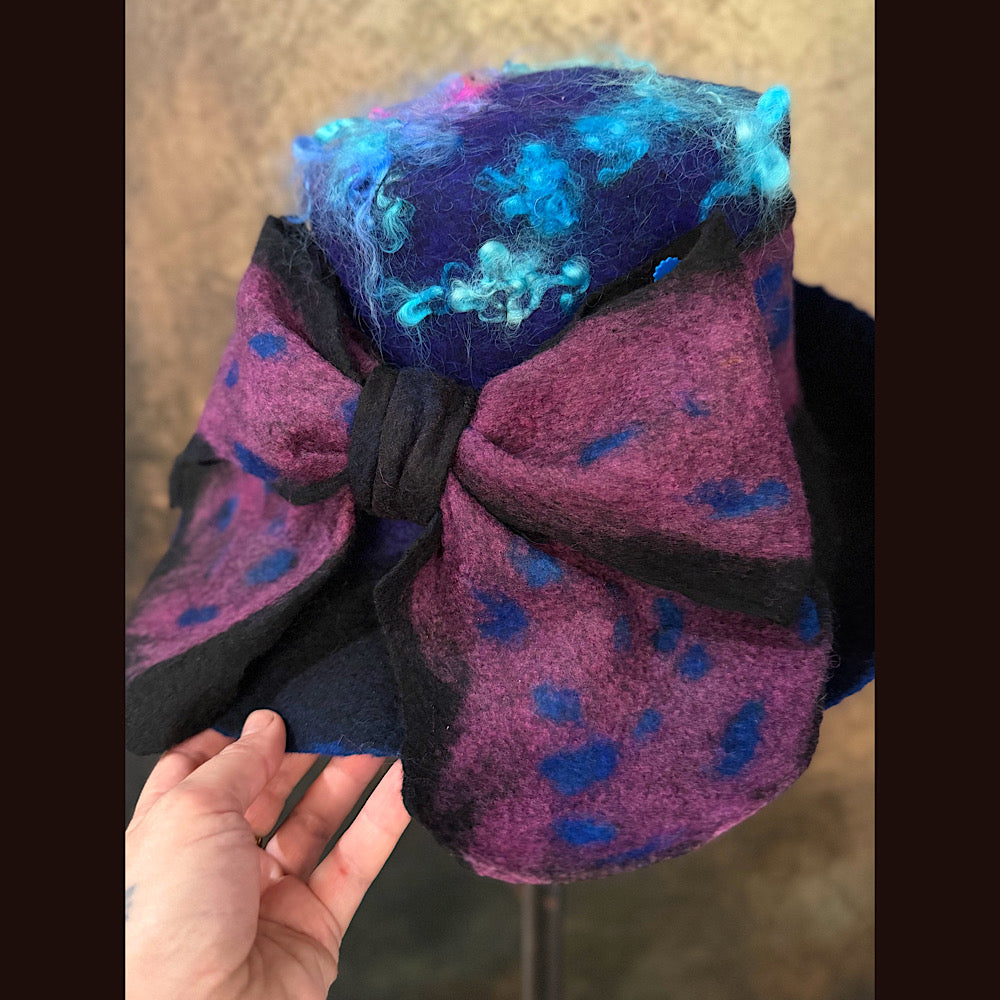 OOAK Handmade wool Felted hat 23.5” medium