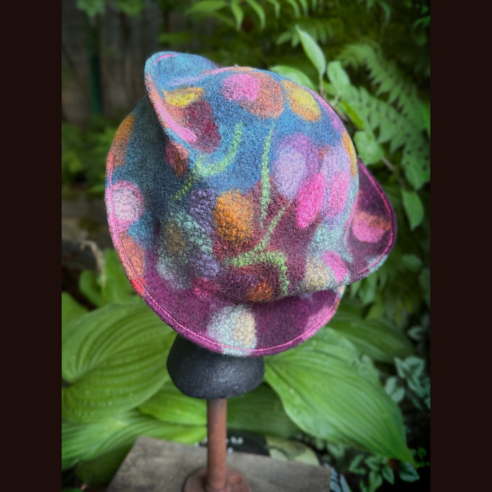 OOAK Handmade wool Felted hat 22” small