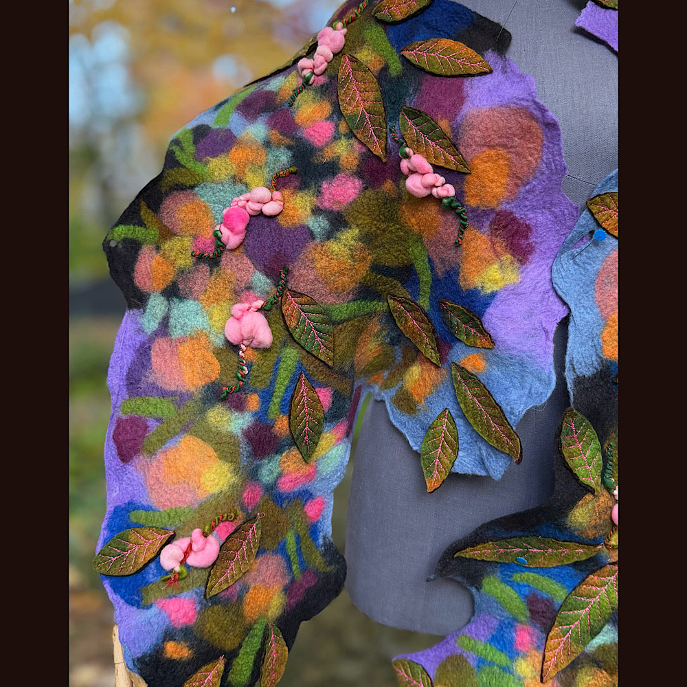 OOAK Handmade wool Felted Scarf 82” X 23” Original art work