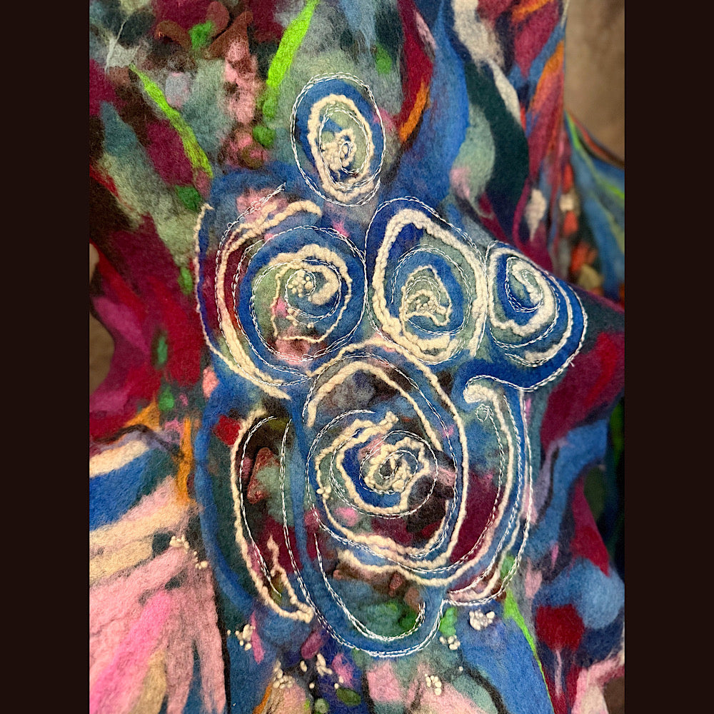 OOAK Handmade wool Felted Scarf 86” X 17”