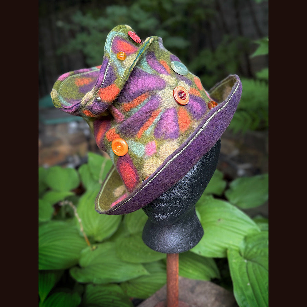 OOAK Handmade wool Felted hat 22” small