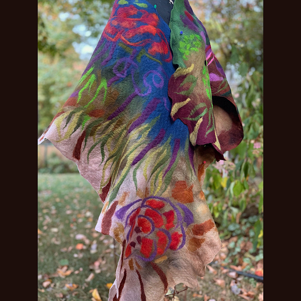 Handmade Felted Wool Scarf 80” X 22”