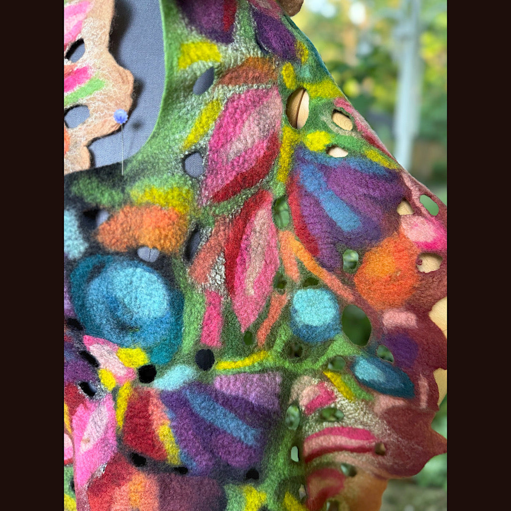 OOAK Handmade wool Felted Scarf 80” X 24”Original art work
