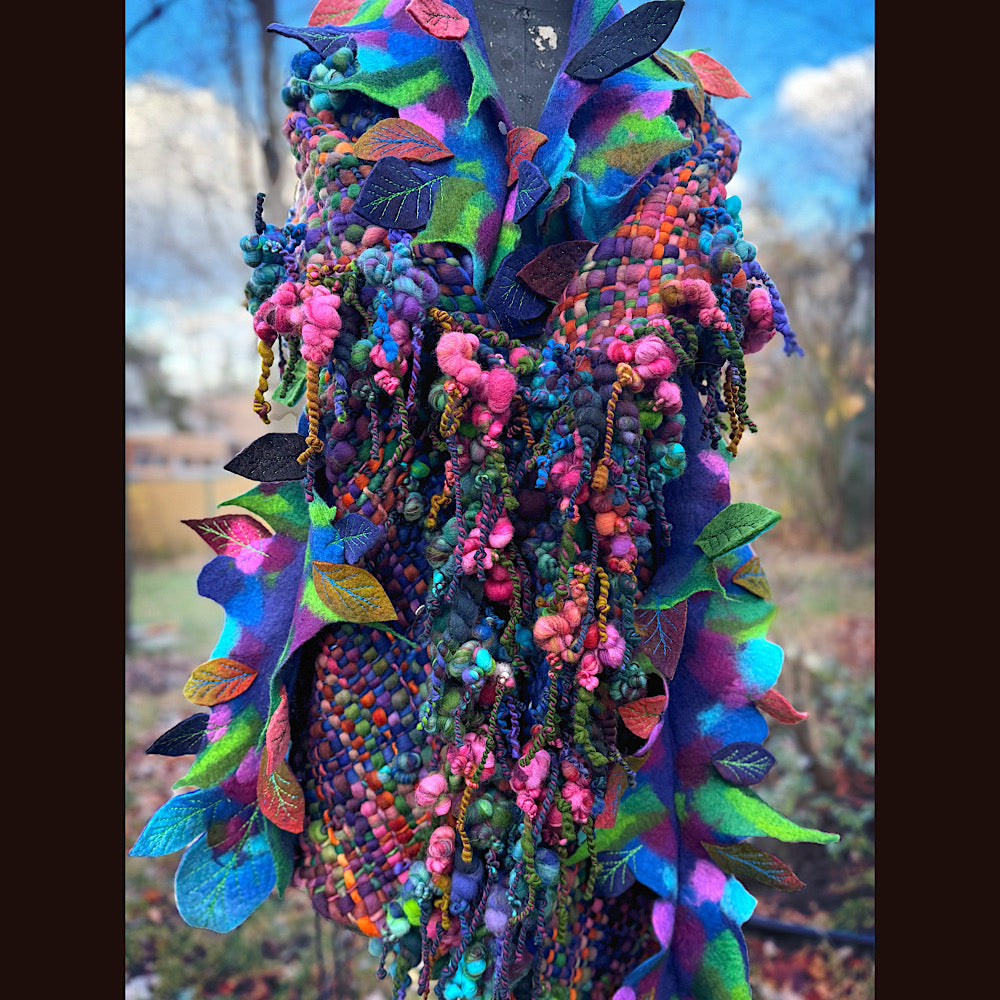 Handmade wool Felted Scarf 88”X 18”