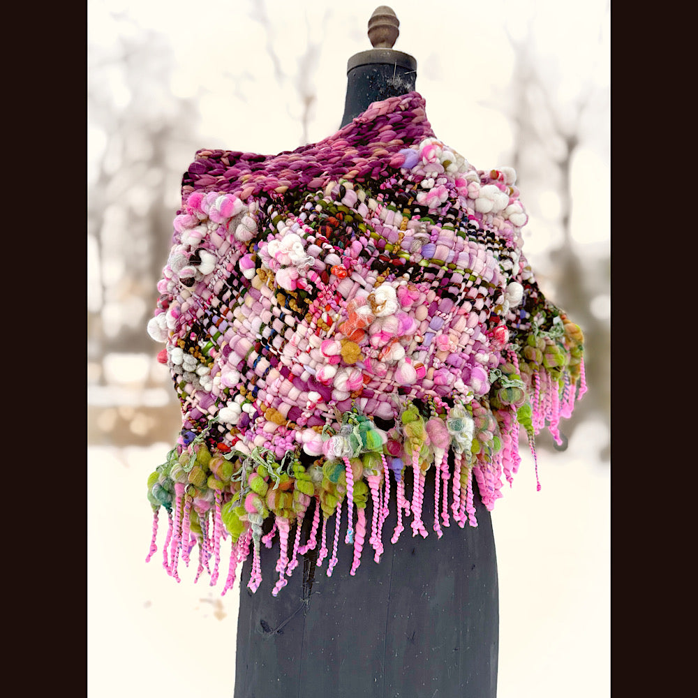 Handmade wool Woven Scarf shawlette 26”X  20” larger size