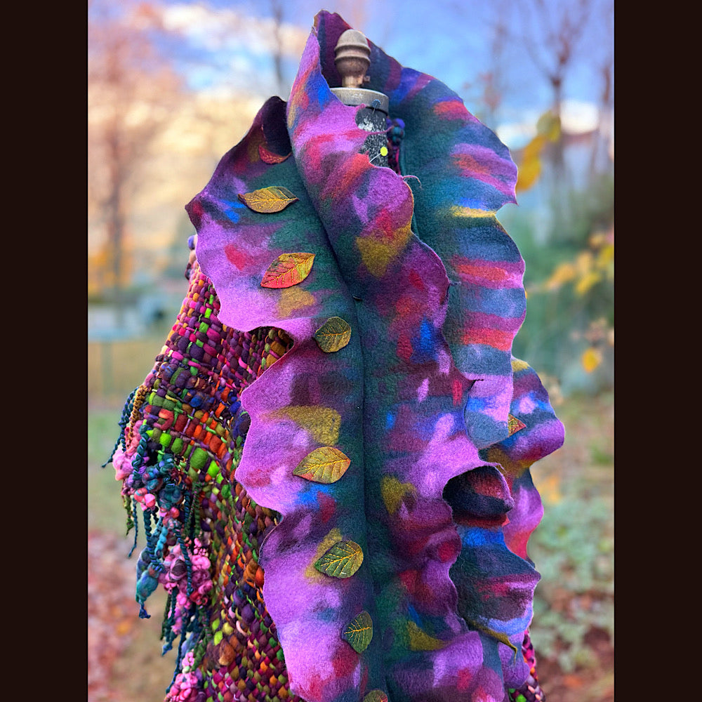Handmade wool Felted Scarf 90” X 16”