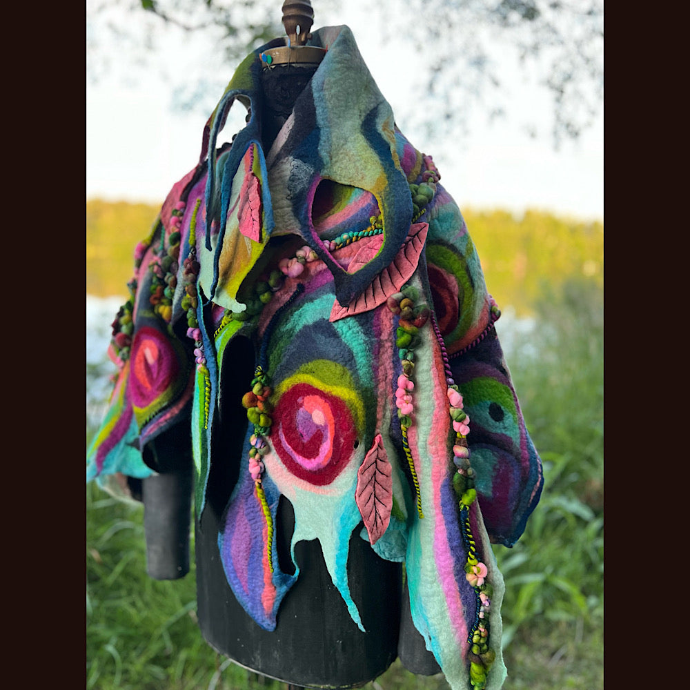 Large Felted Shawl 70” X 28