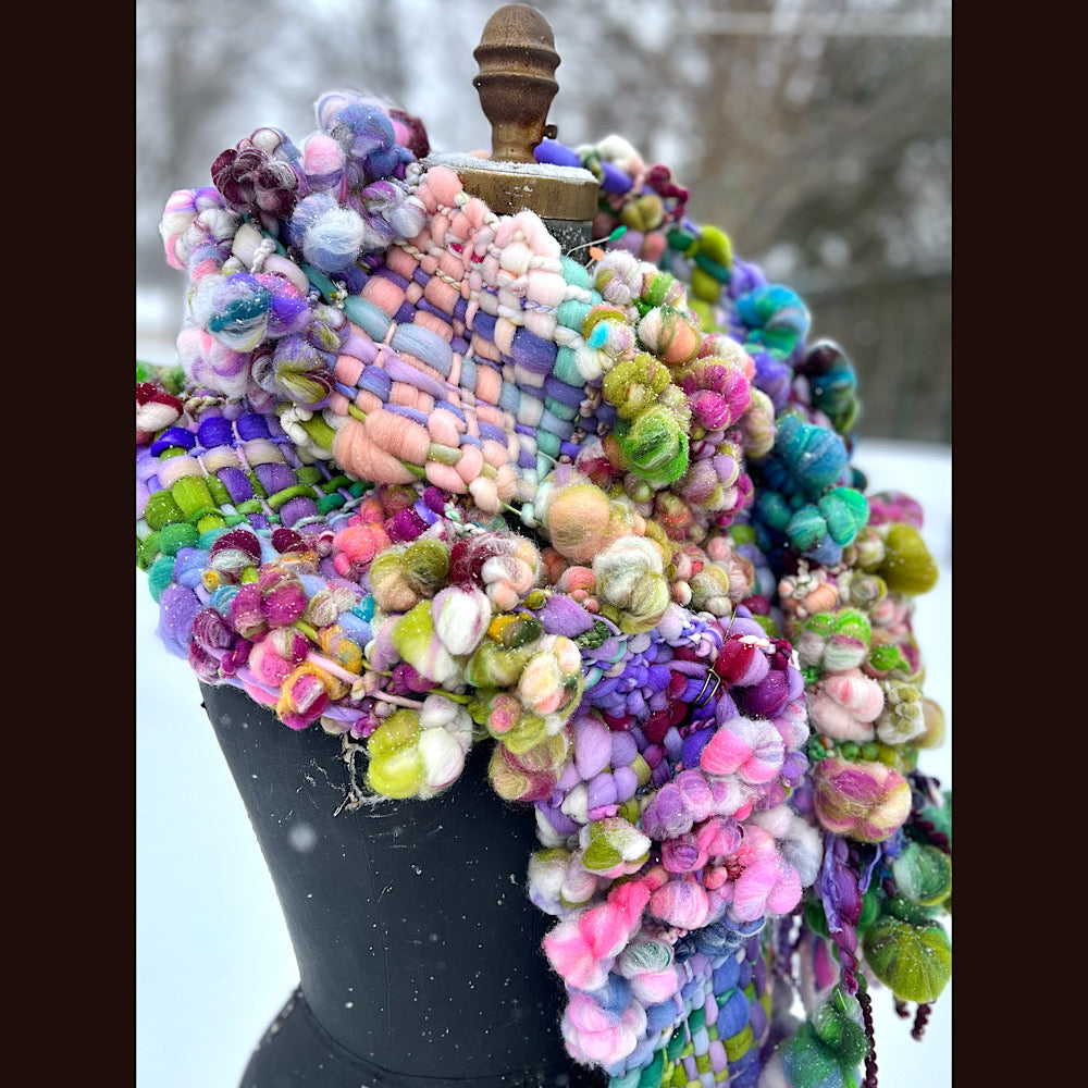 Winter rose Woven art yarn Scarf 100” X 7-8”