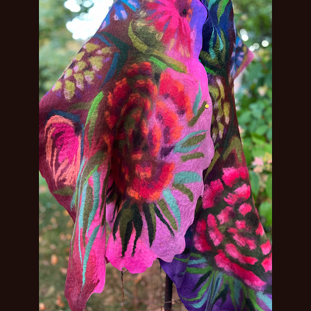 Handmade Felted wool Scarf 86” X 26”