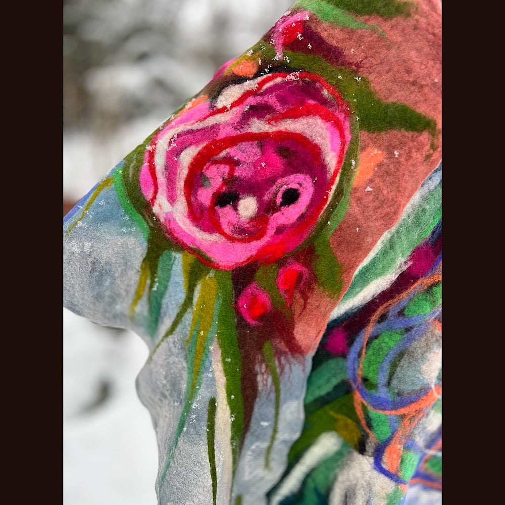 Rose Felted Shawl 84” X 21”