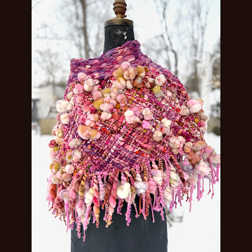 Handmade wool Woven Scarf shawlette 26”X  20” larger size