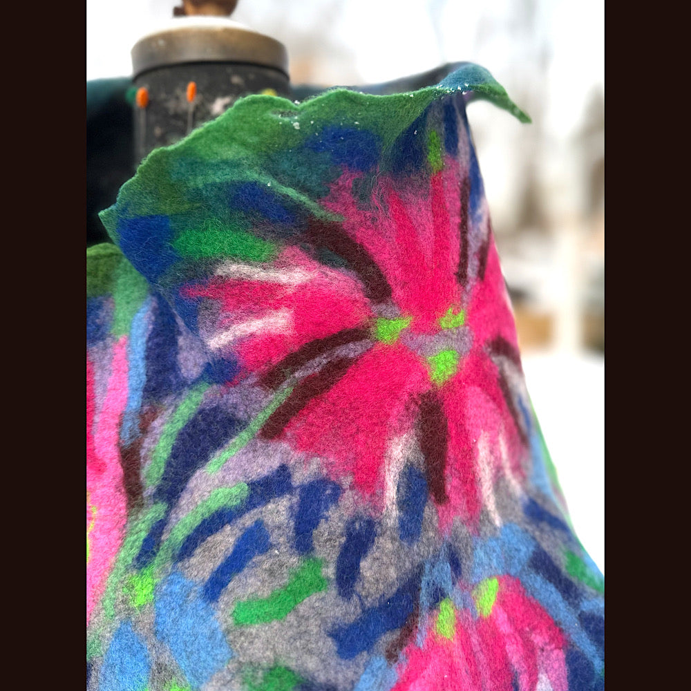 Handmade wool Felted Scarf 80” X 17”