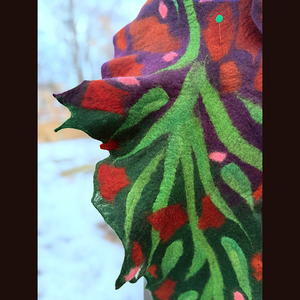 Handmade wool Felted Scarf 68” X 11”