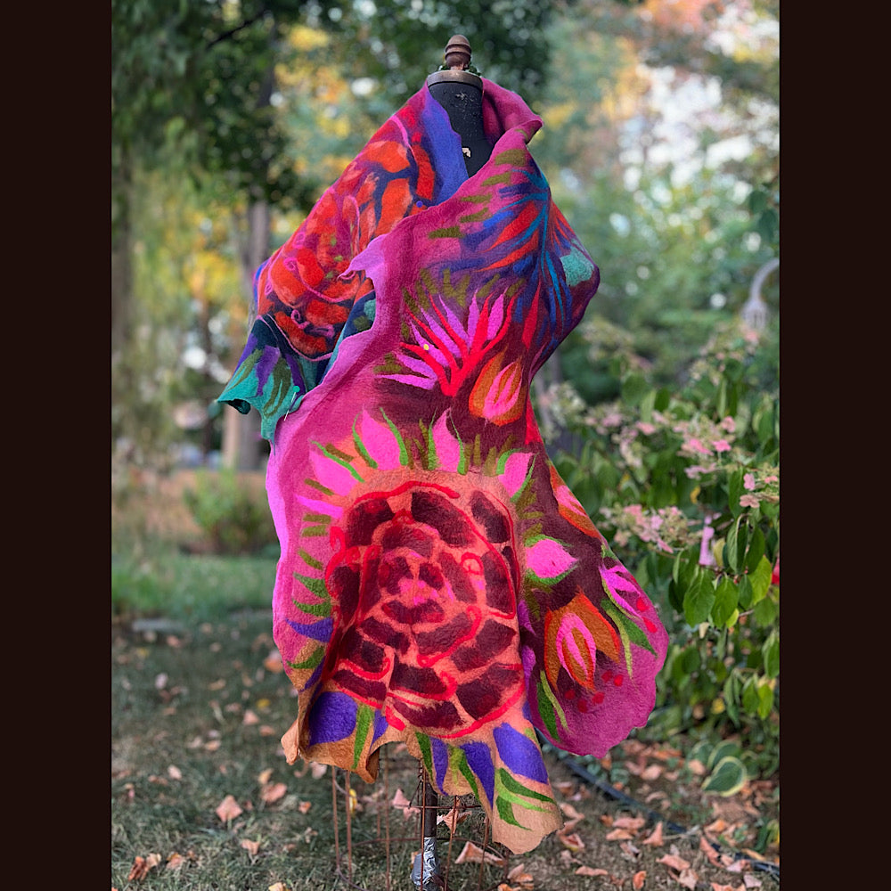 Handmade Felted Wool Scarf 74” X 29”