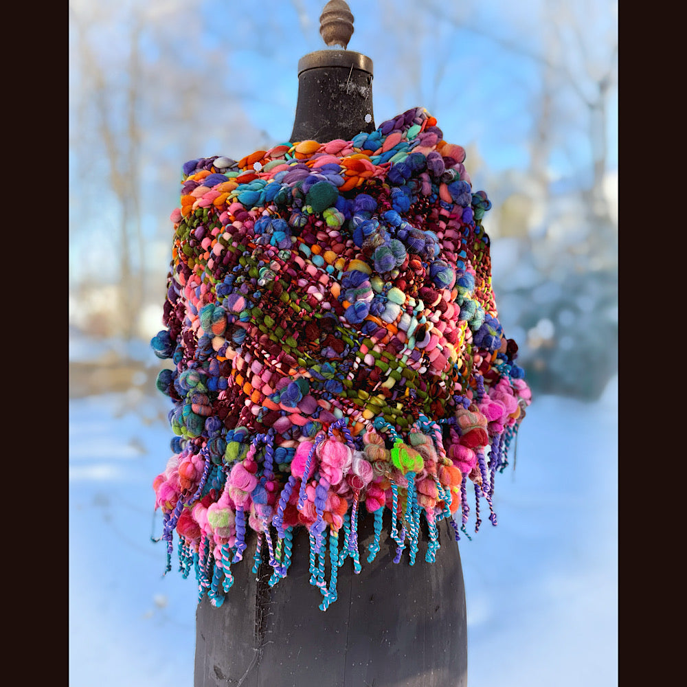 Handmade wool Woven Scarf shawlette 26”X  18” larger size