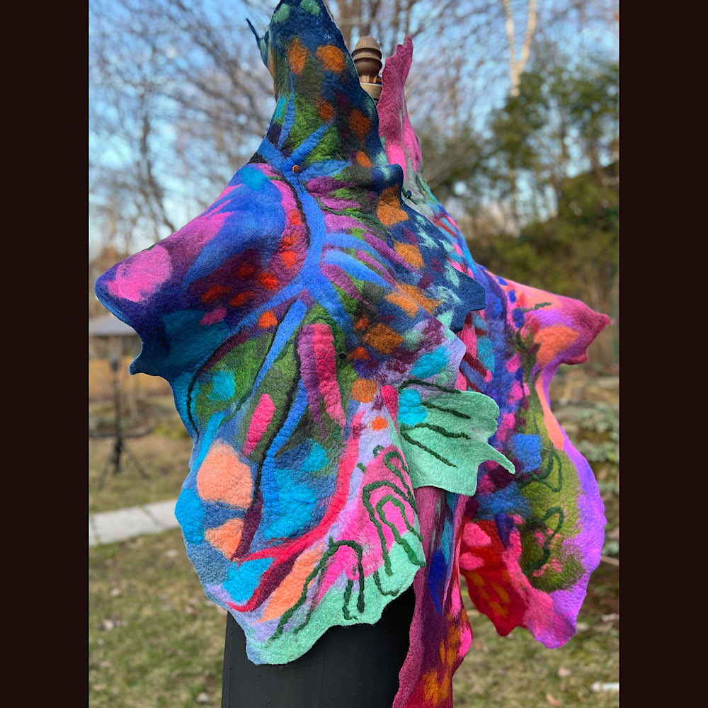 Caterpillar Felted Shawl 76” X 20”