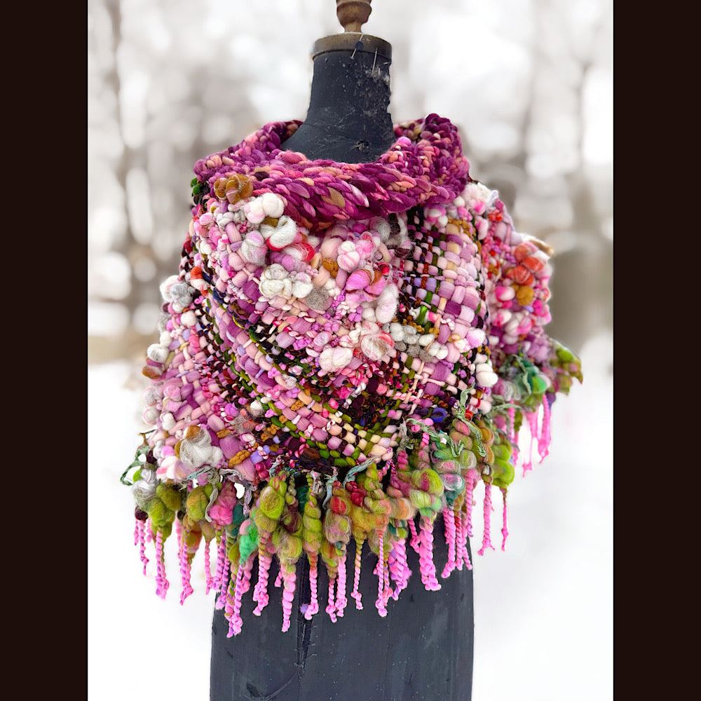 Handmade wool Woven Scarf shawlette 26”X  20” larger size