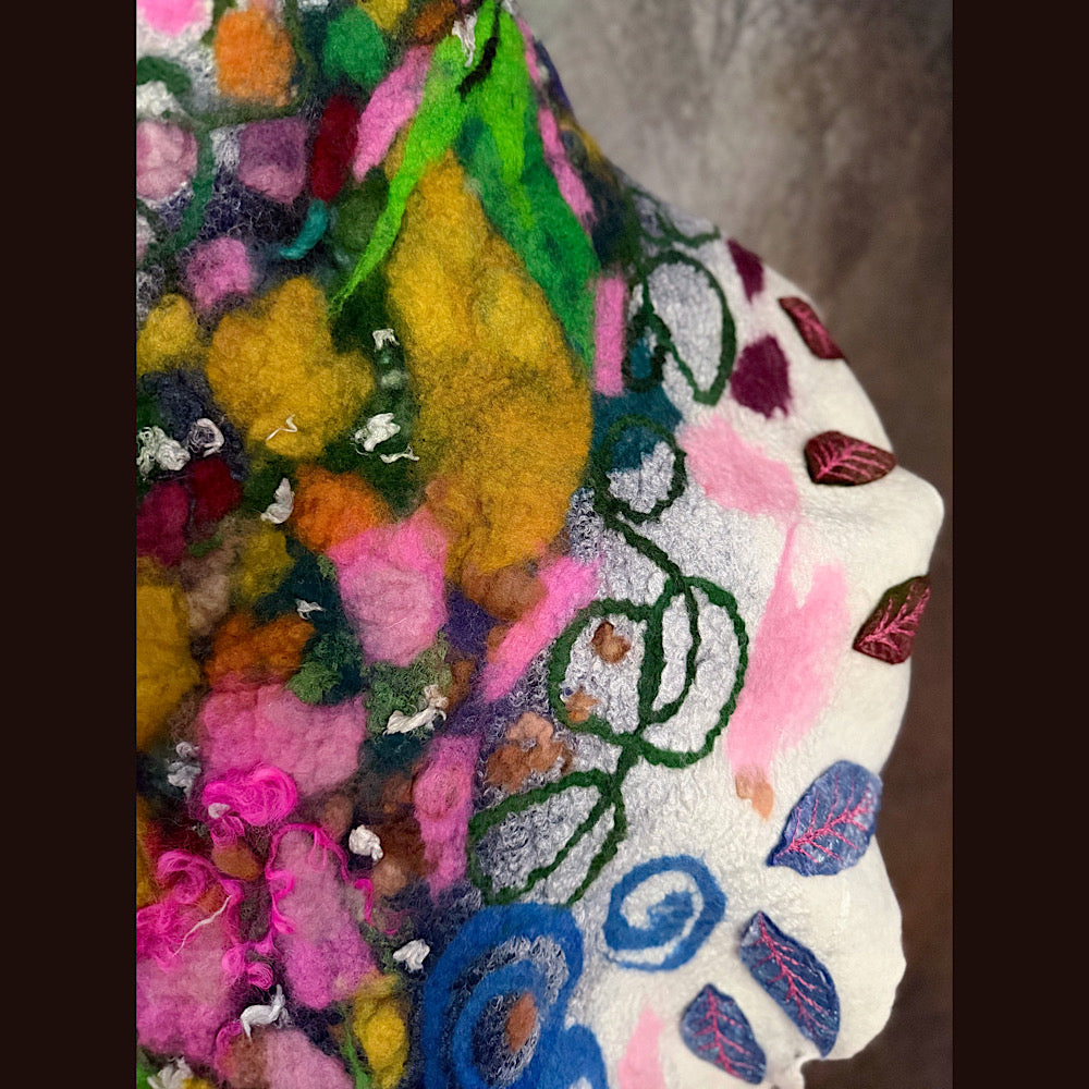 OOAK Handmade wool Felted Scarf 80” X 19”