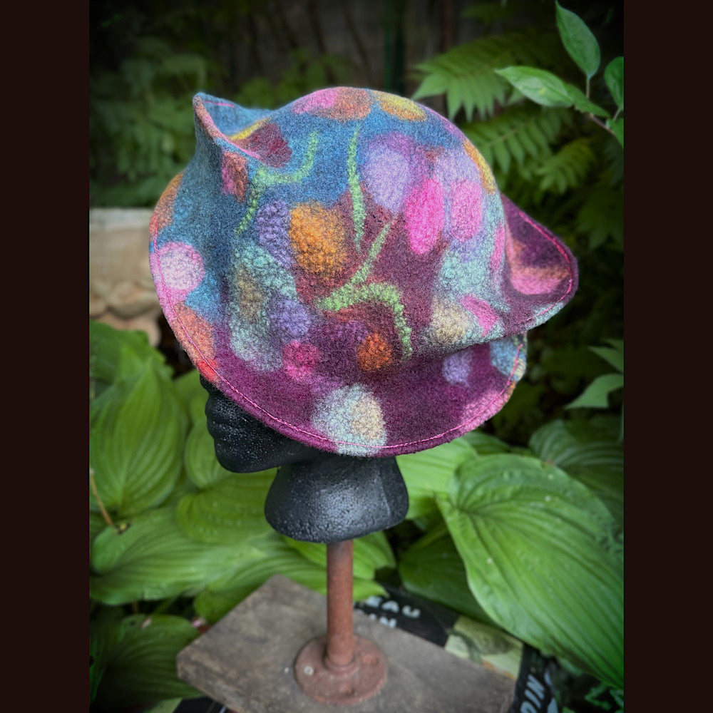 OOAK Handmade wool Felted hat 22” small