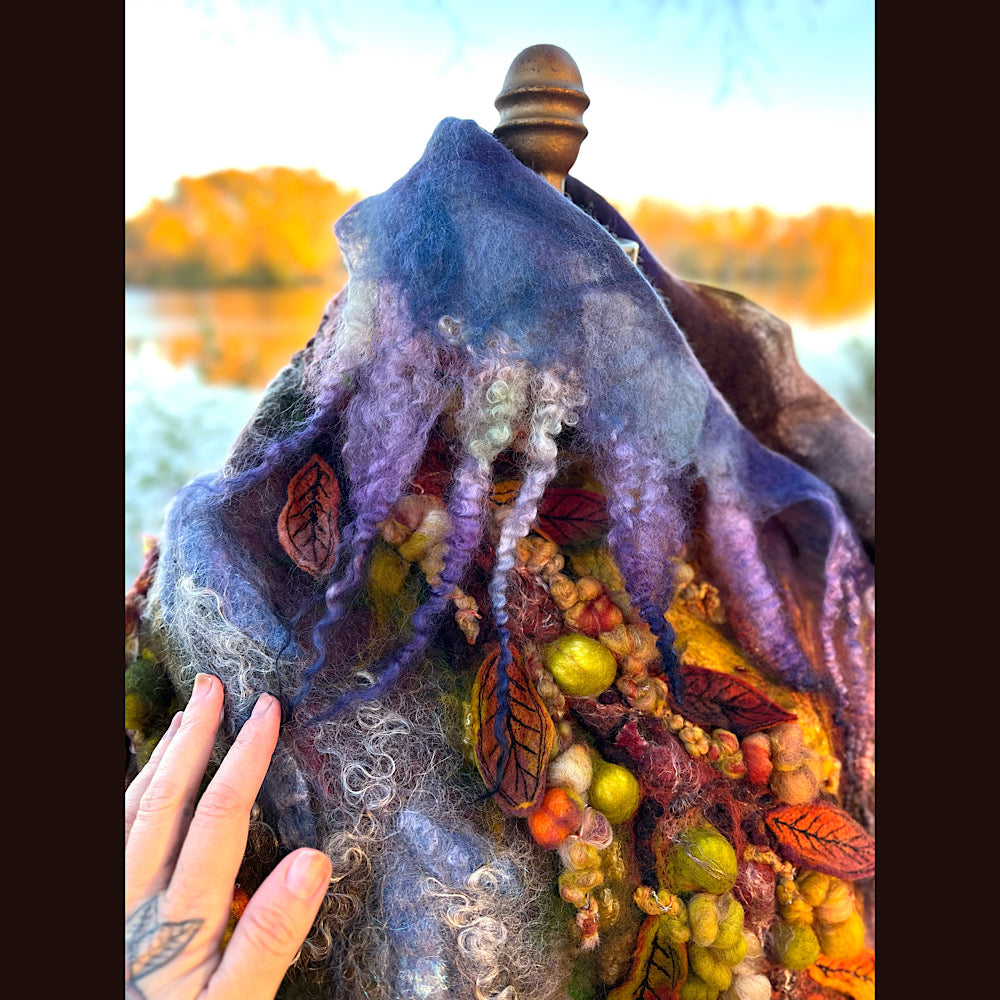 Chicoutimi river felted shawl 59” X 22”