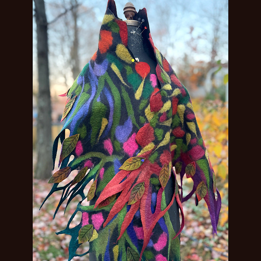 Handmade wool Felted Scarf 86 X 24”