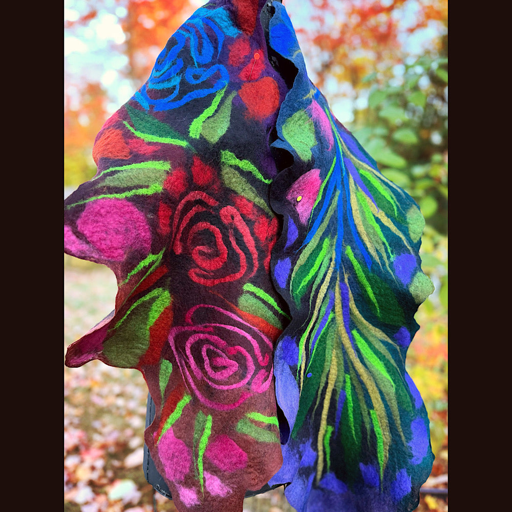 Handmade wool Felted Scarf 84” X 17”