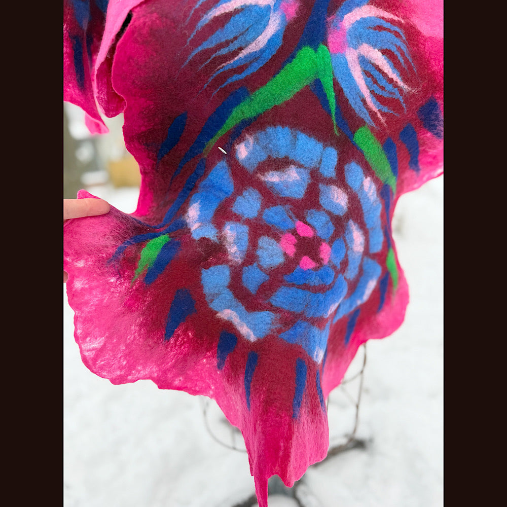 Handmade wool Felted Scarf 80” X 20