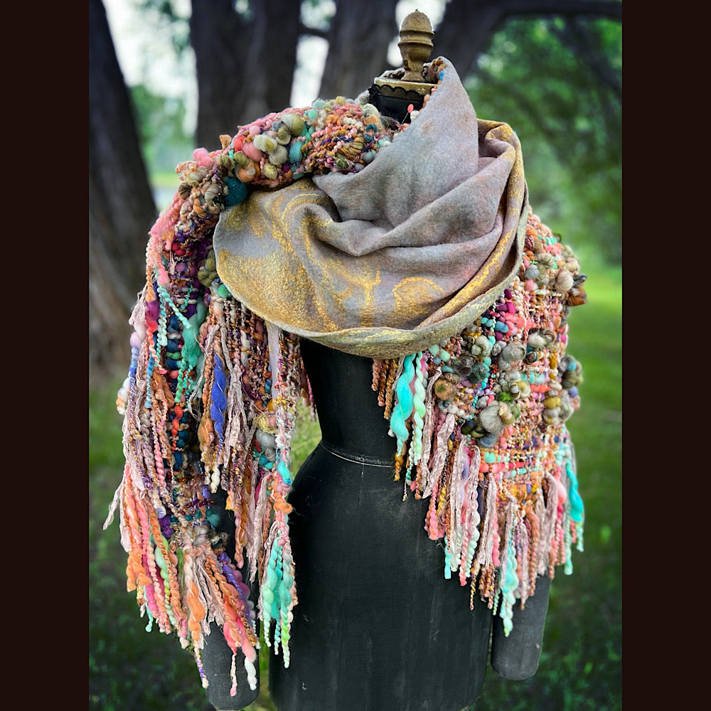 Woven shawl with hood 82” X 36”