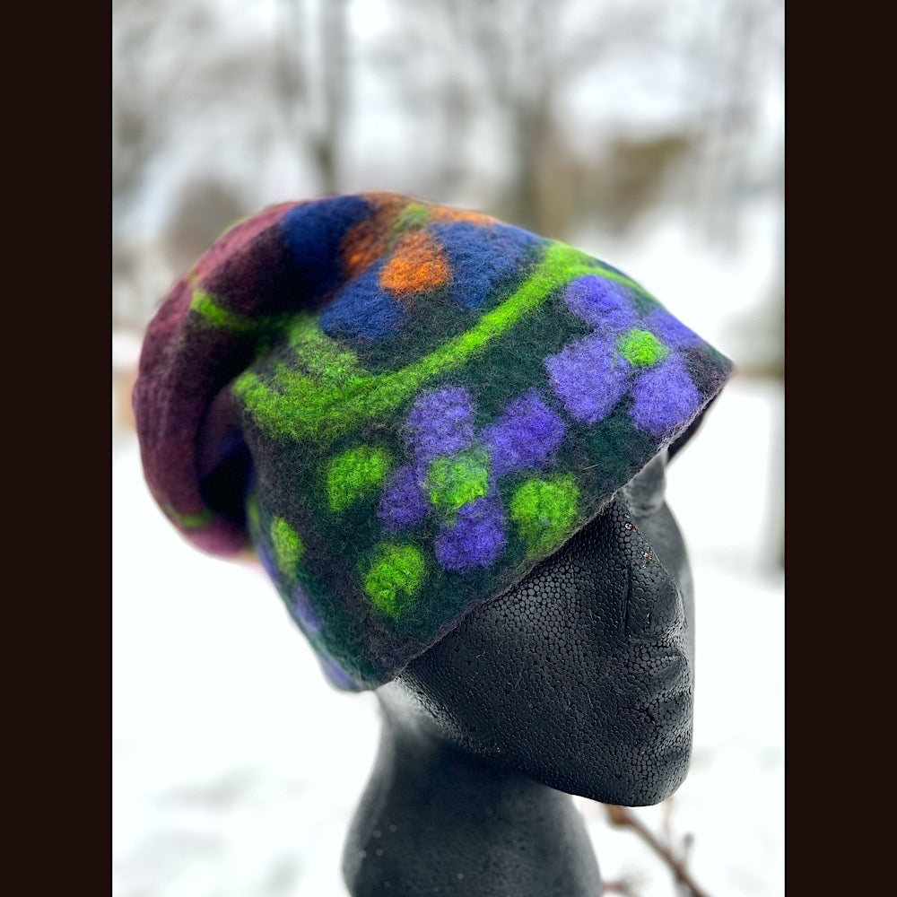 Felted slouchy toque hat medium 23”