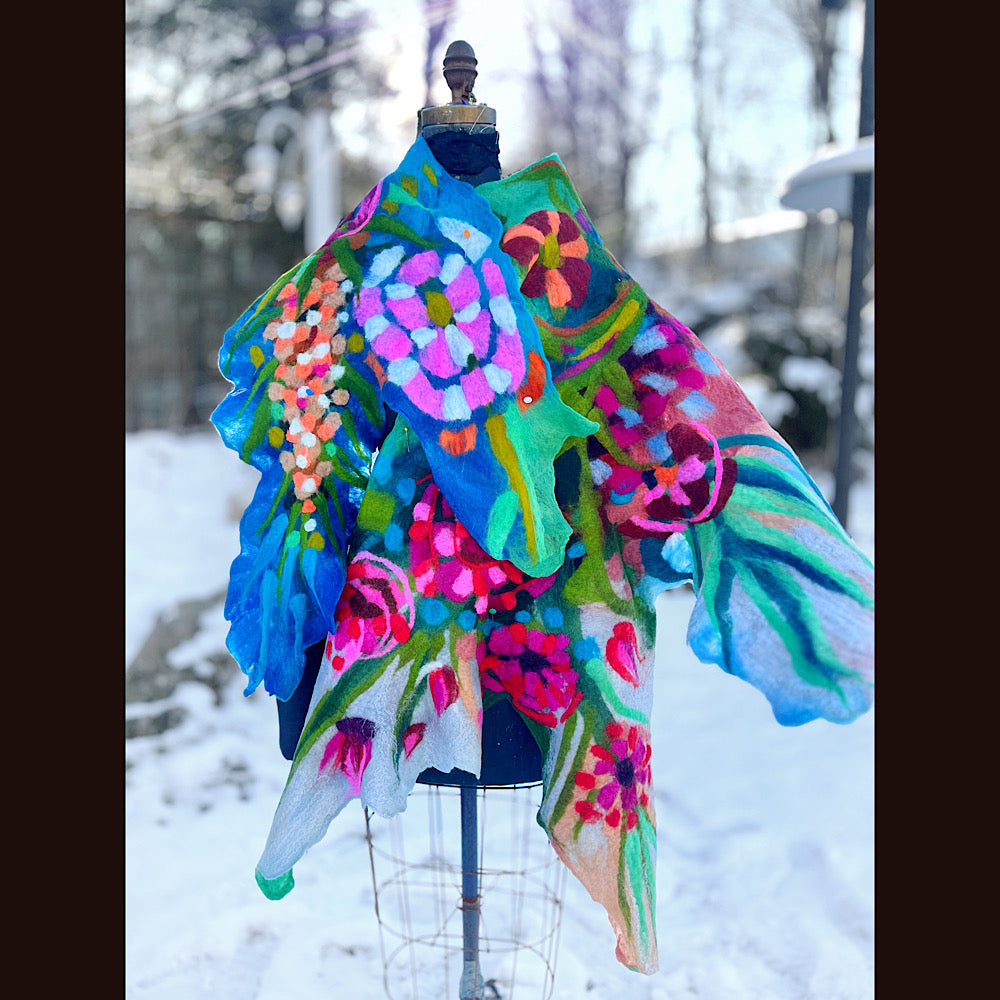 Rose Felted Shawl 84” X 21”