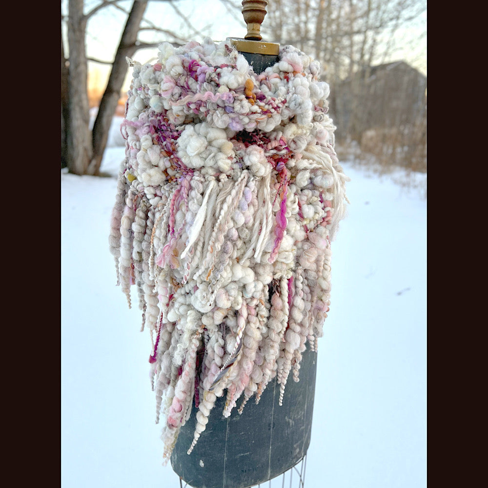The Snow Rose Shawl  64” X 22”  1.3 pound