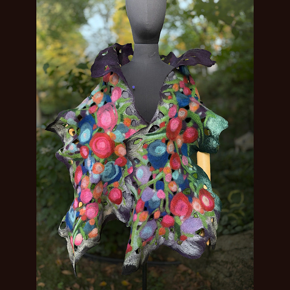 OOAK Handmade wool Felted Scarf 84” X 21” Original art work