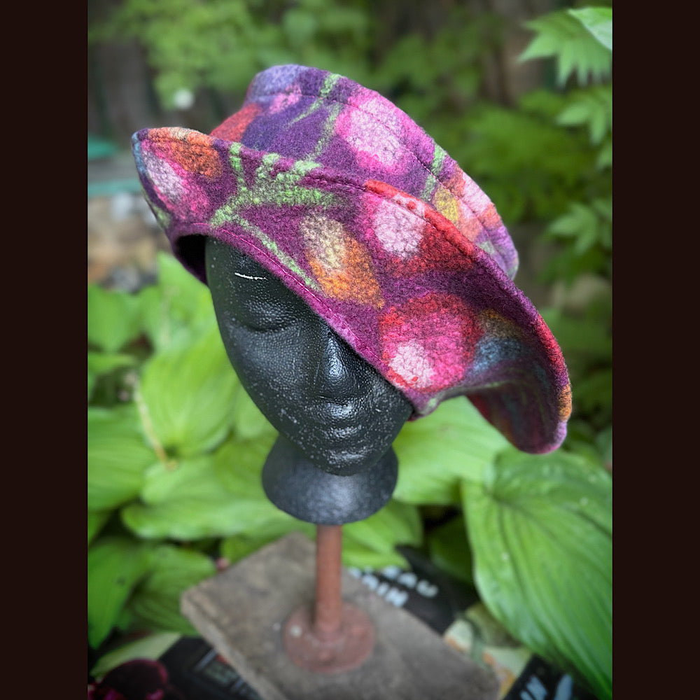 OOAK Handmade wool Felted hat 23.5” medium