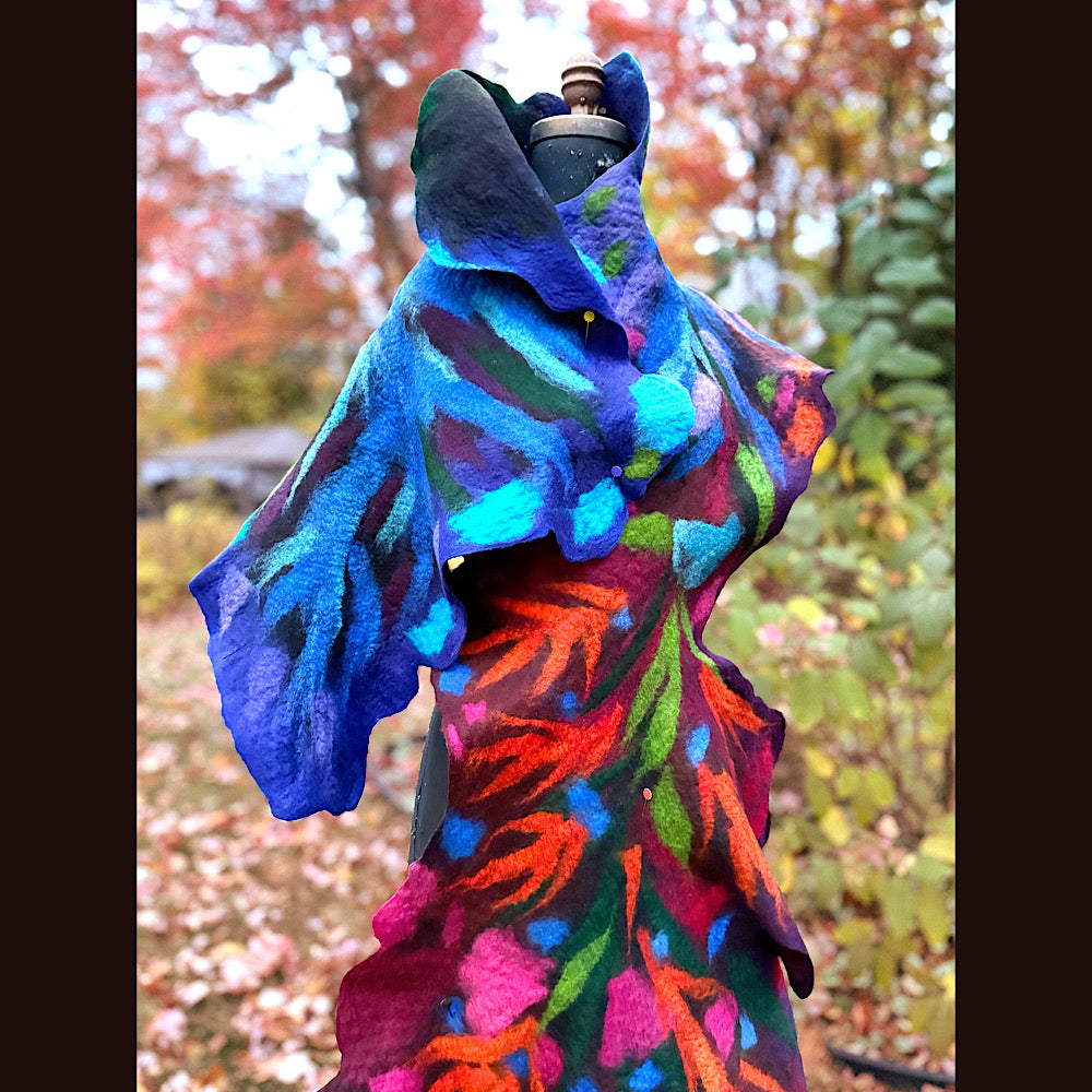 Handmade wool Felted Scarf 79” X 23”