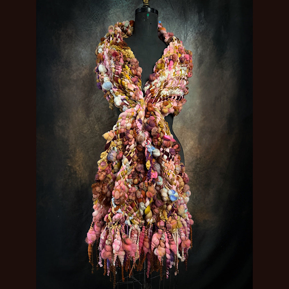 Handmade wool Woven Scarf 84”X 11”