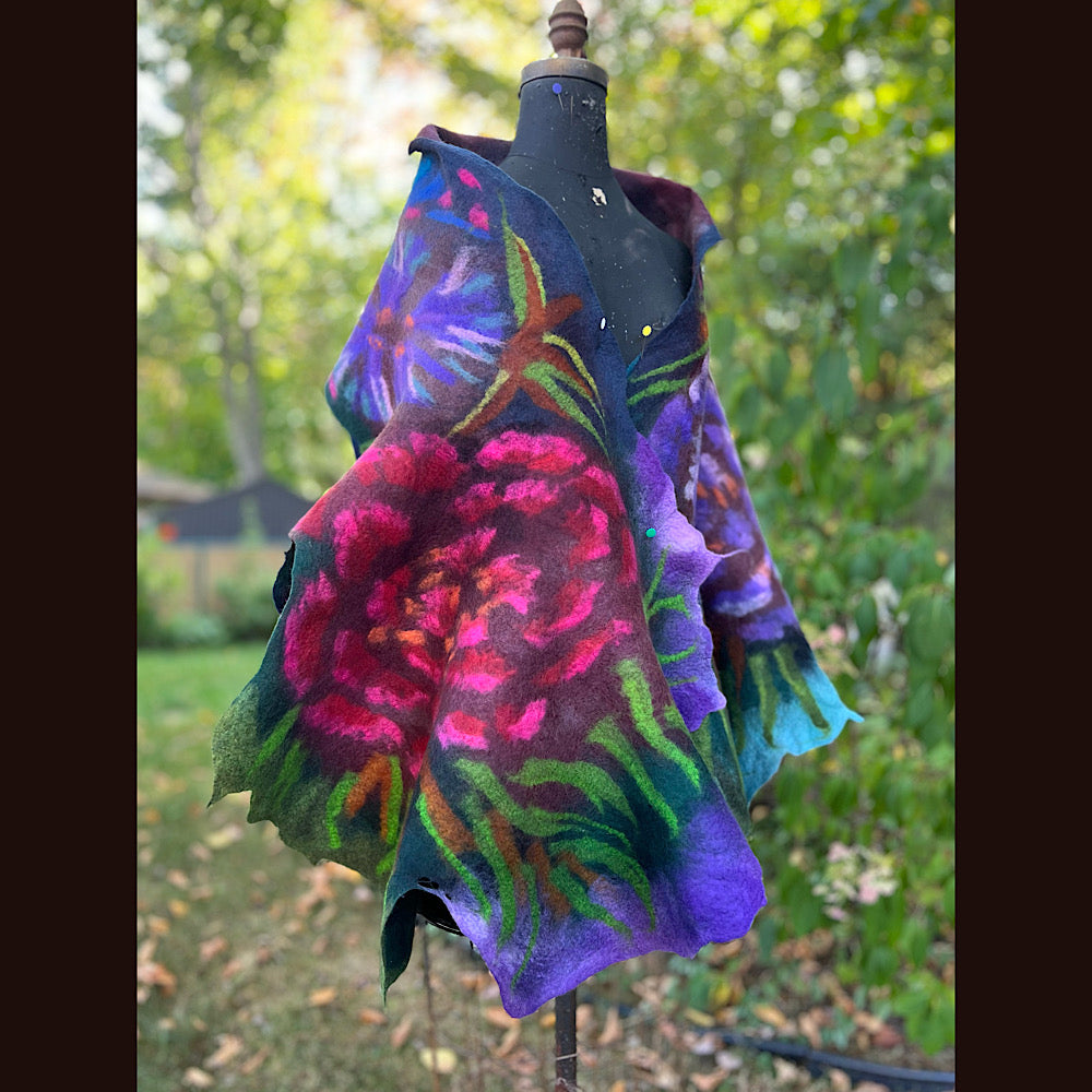 Handmade Felted Wool Scarf 74” X 29”