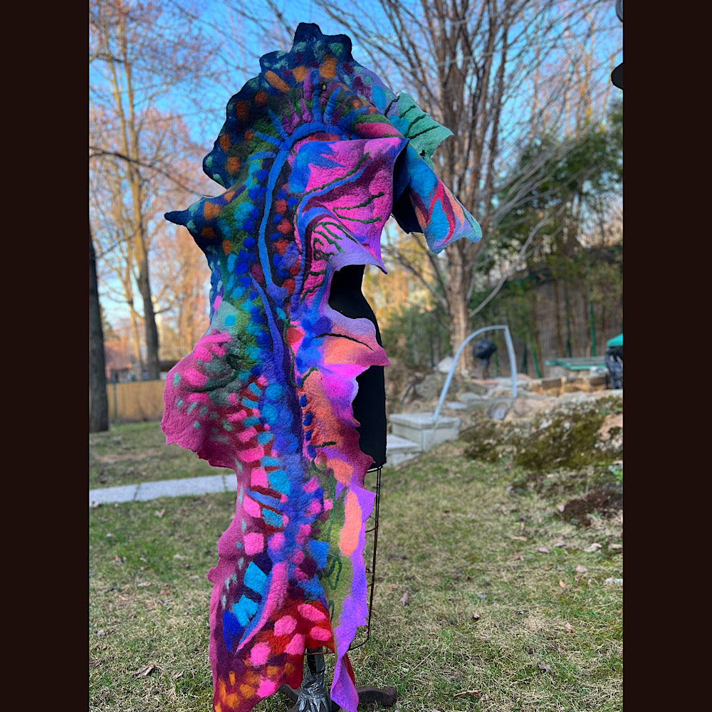 Caterpillar Felted Shawl 76” X 20”