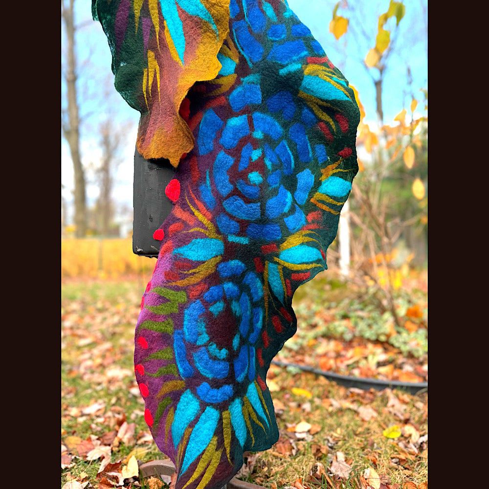 Handmade wool Felted Scarf 92” X 16”