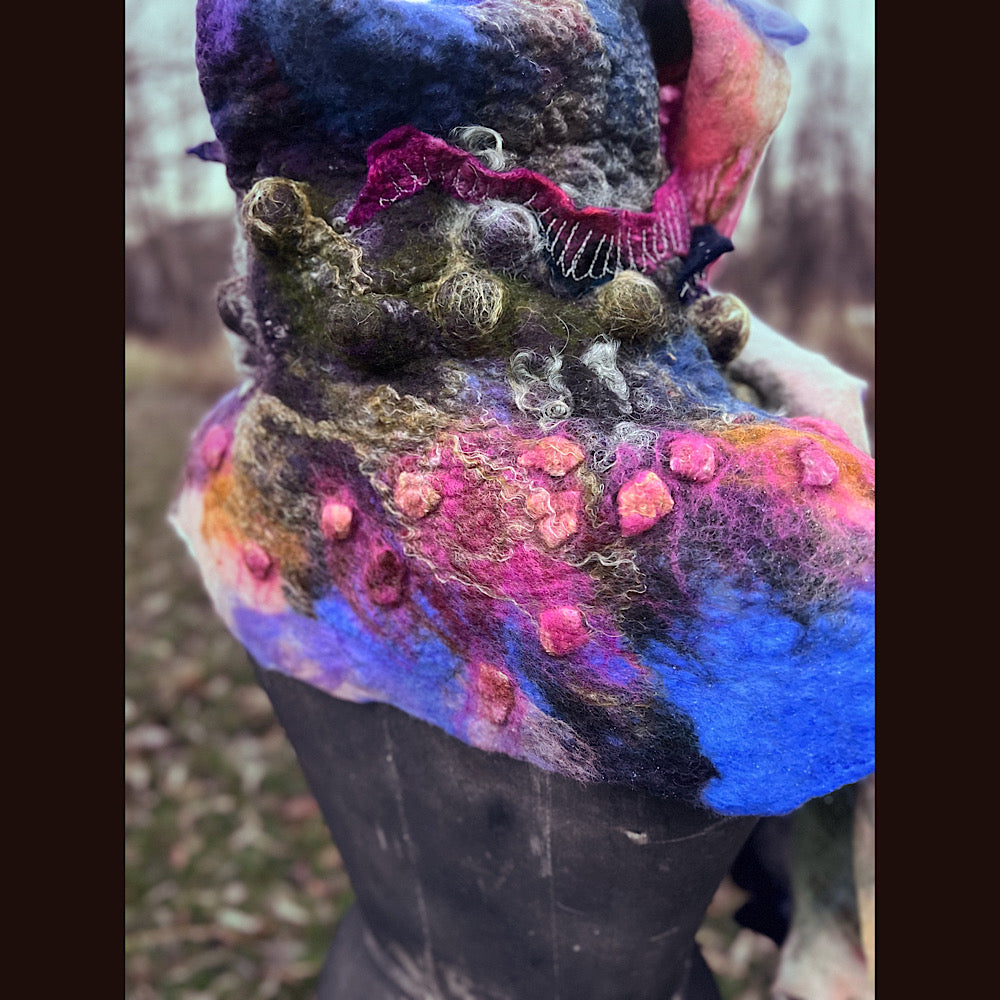 Soleil d’hiver felted scarf 75” X 18”