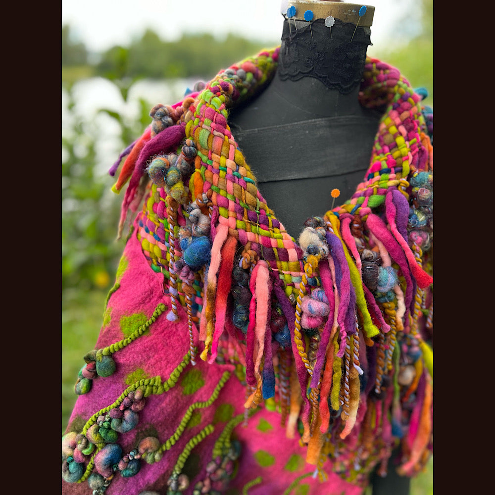 Felted and woven Shawl 55” X 27”