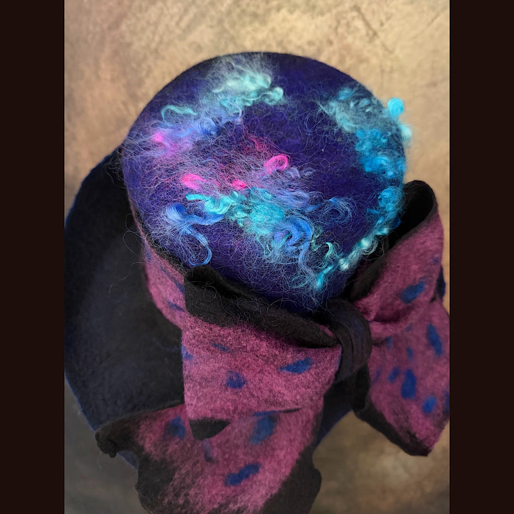 OOAK Handmade wool Felted hat 23.5” medium