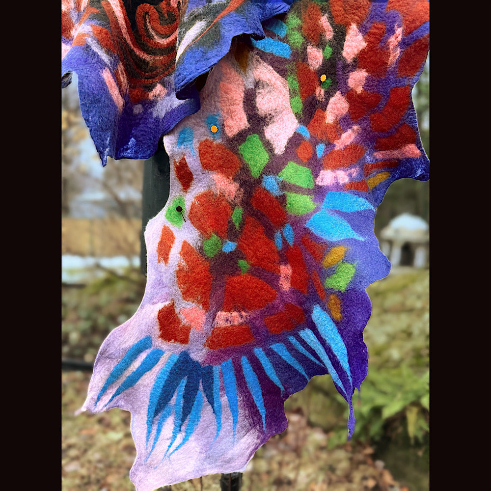 Handmade wool Felted Scarf 80” X 19”