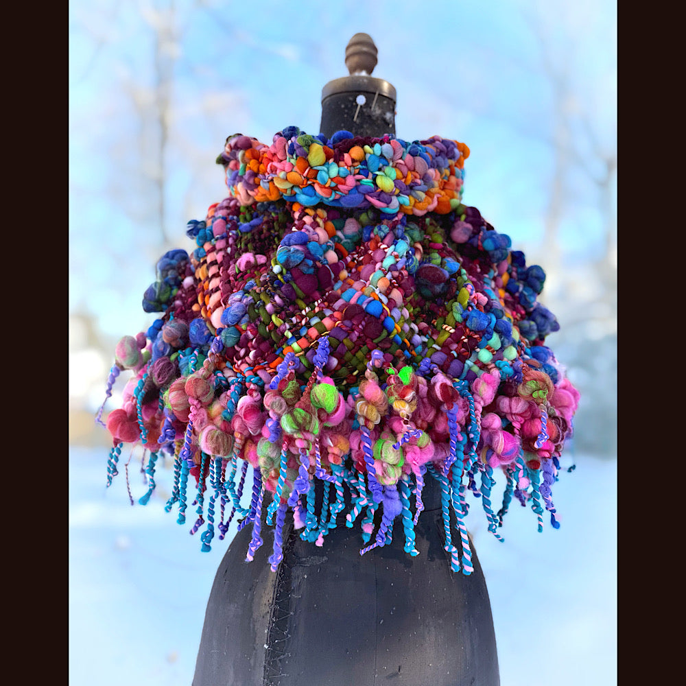 Handmade wool Woven Scarf shawlette 26”X  18” larger size