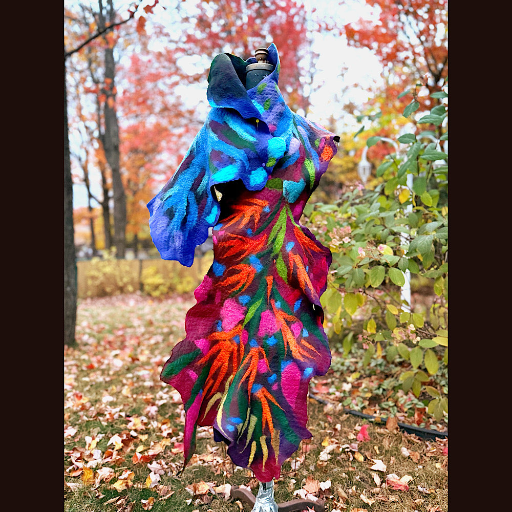 Handmade wool Felted Scarf 79” X 23”