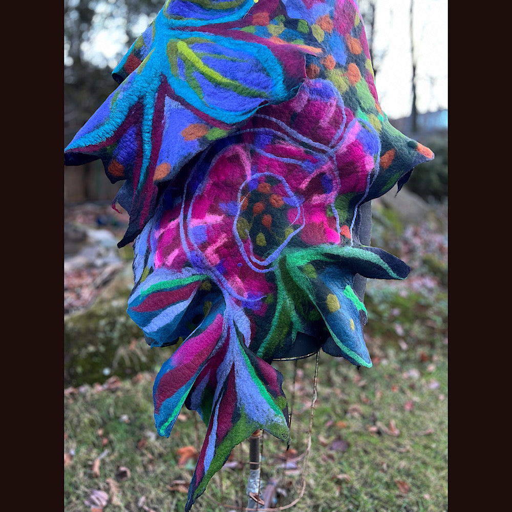 Rose Felted Shawl 84” X 29”